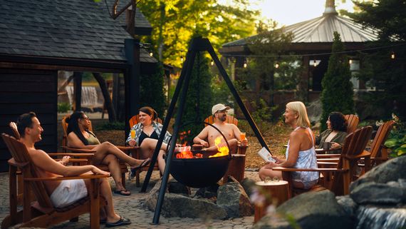 guests around a fire