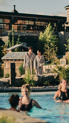 guests wandering around the spa