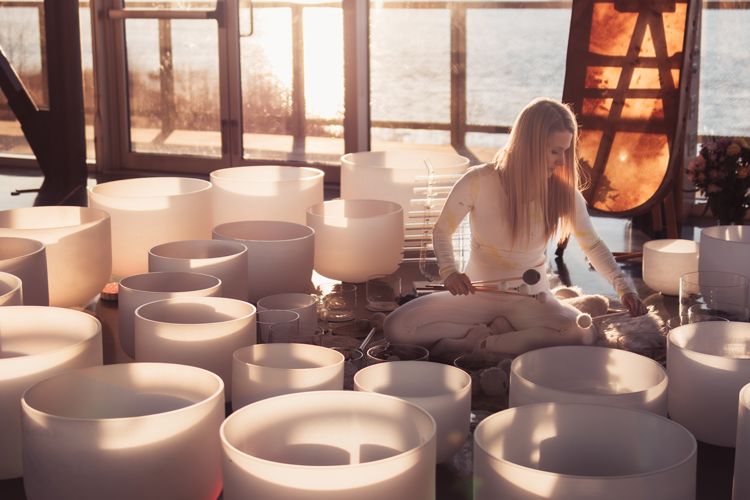 expert hosting a sound bath