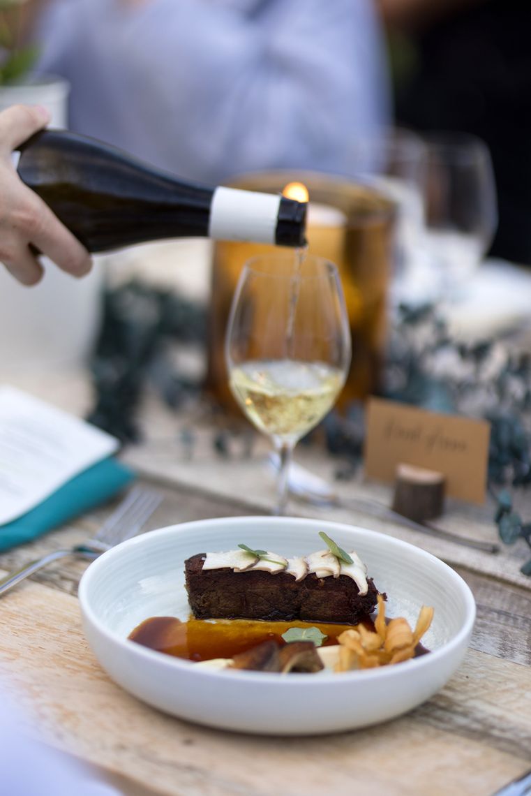 crispy braised beef short rib (celeriac cream, king oyster mushrooms, marinated shiitake mushrooms)