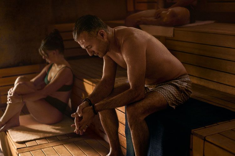 guests in a dry sauna