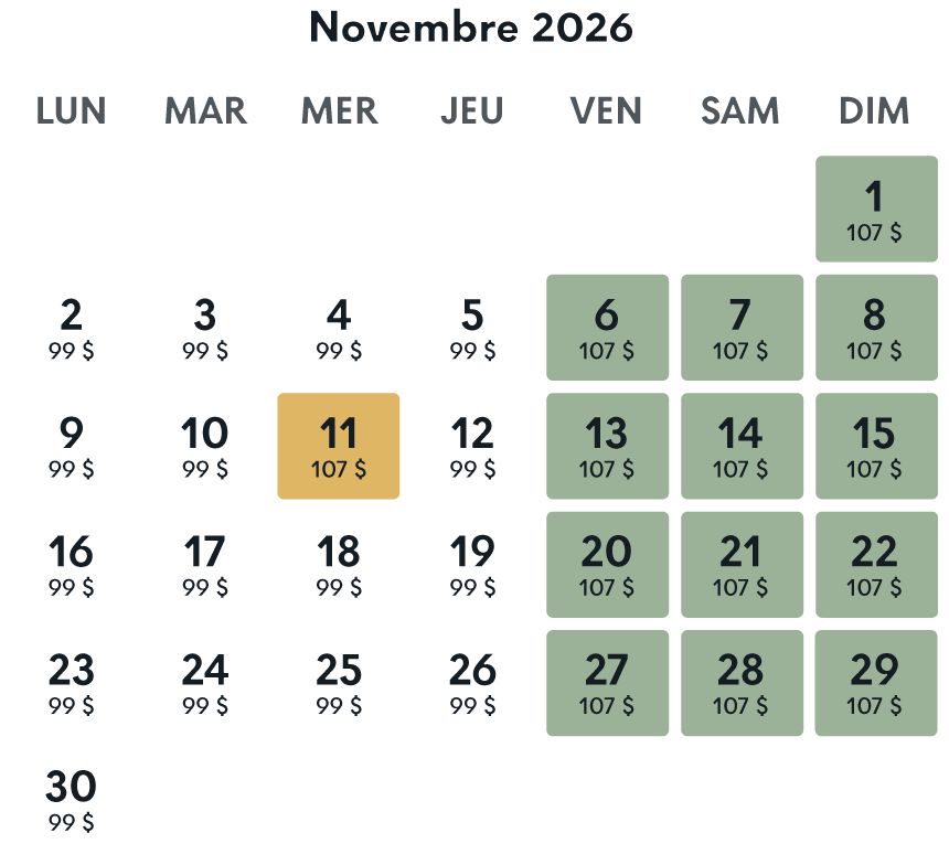 calendrier de prix novembre