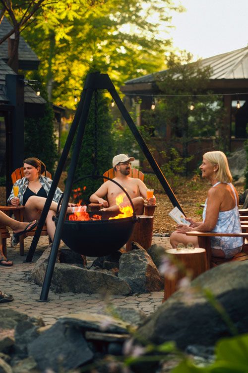 guests around a firepit
