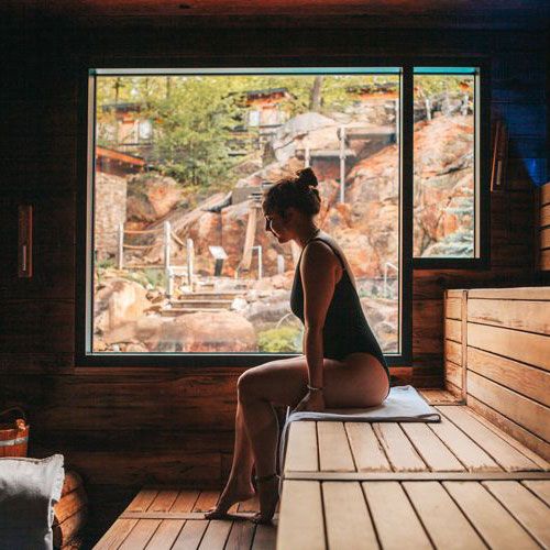 Camille Labonté in a dry sauna