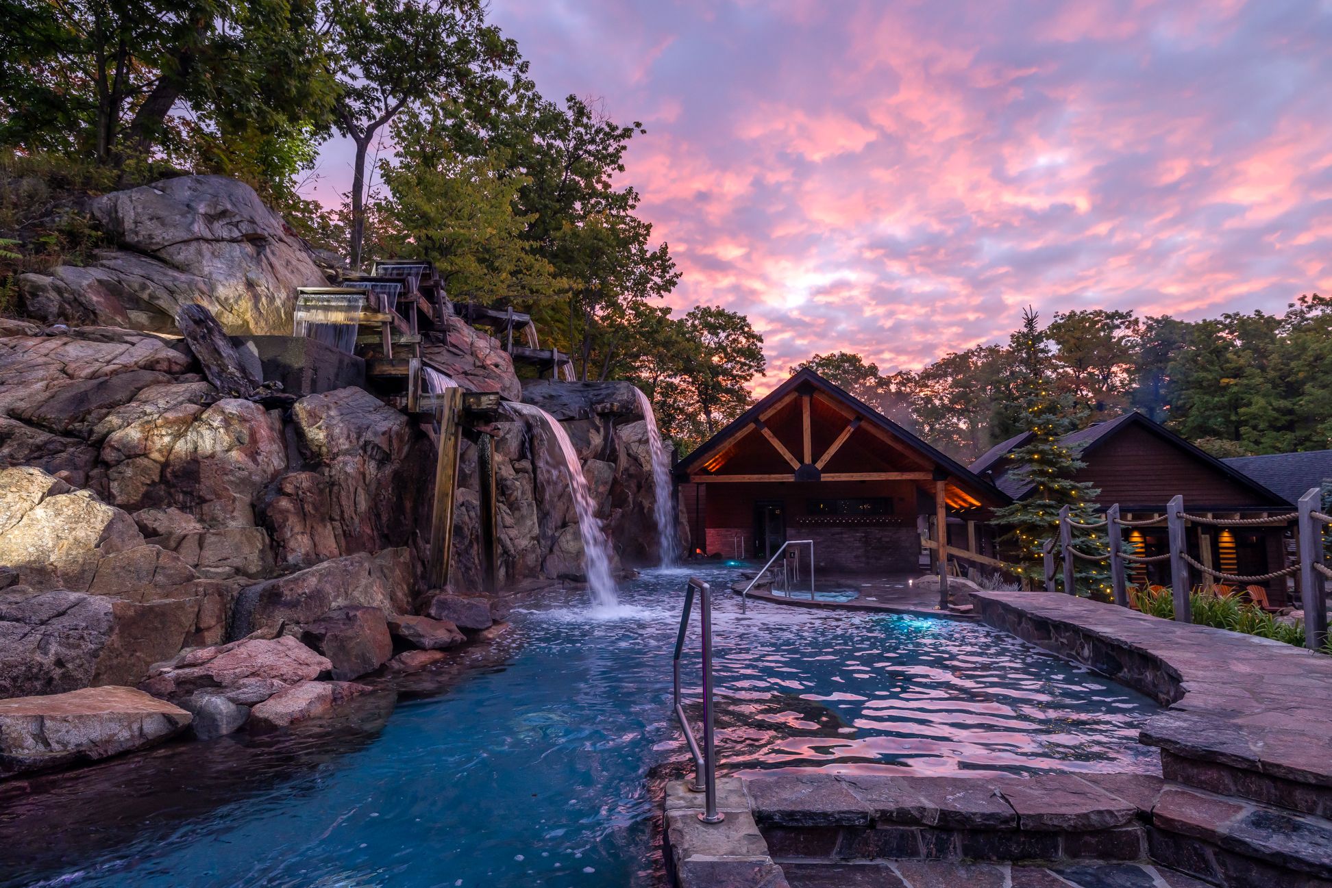 coucher de soleil au Spa Village