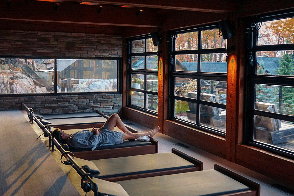 man resting in an indoor rest area