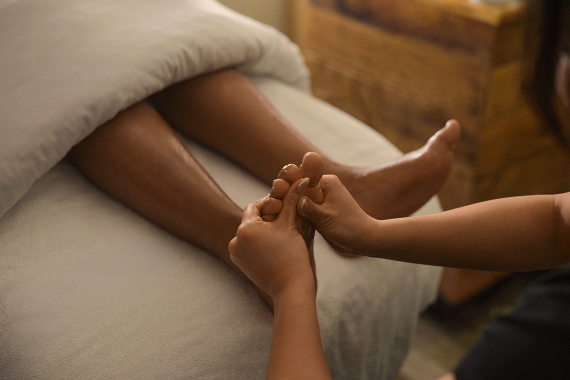 guest receiving a foot care treatment