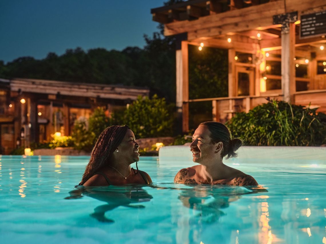 guest entering the pool