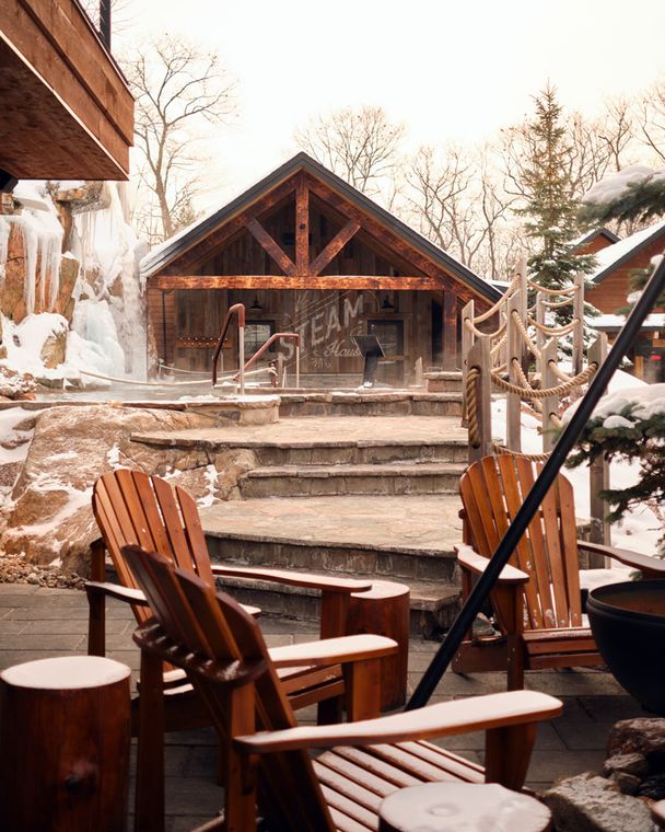 vue hivernale du Spa Village