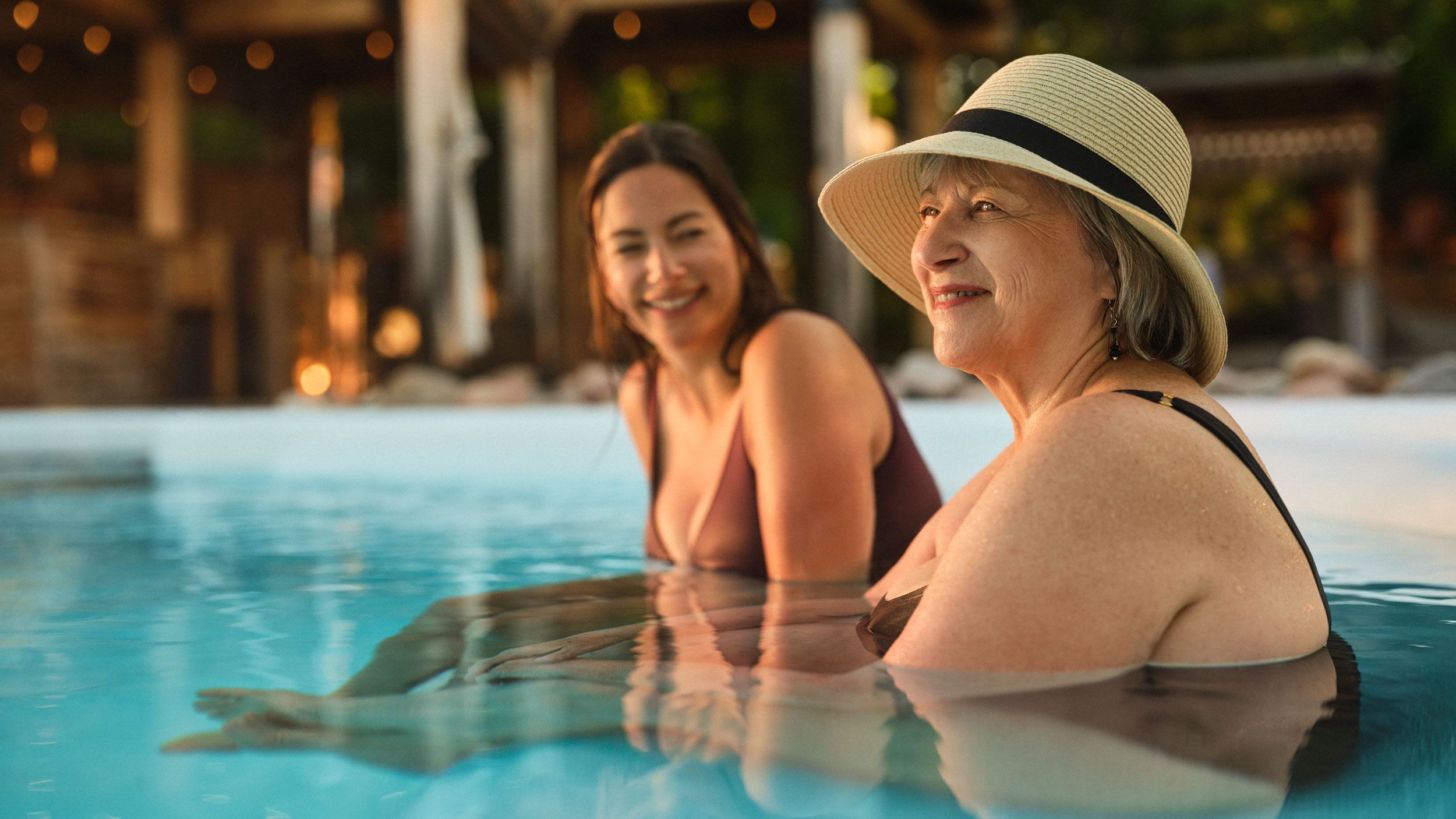 mother and daughter in the panoramic bath