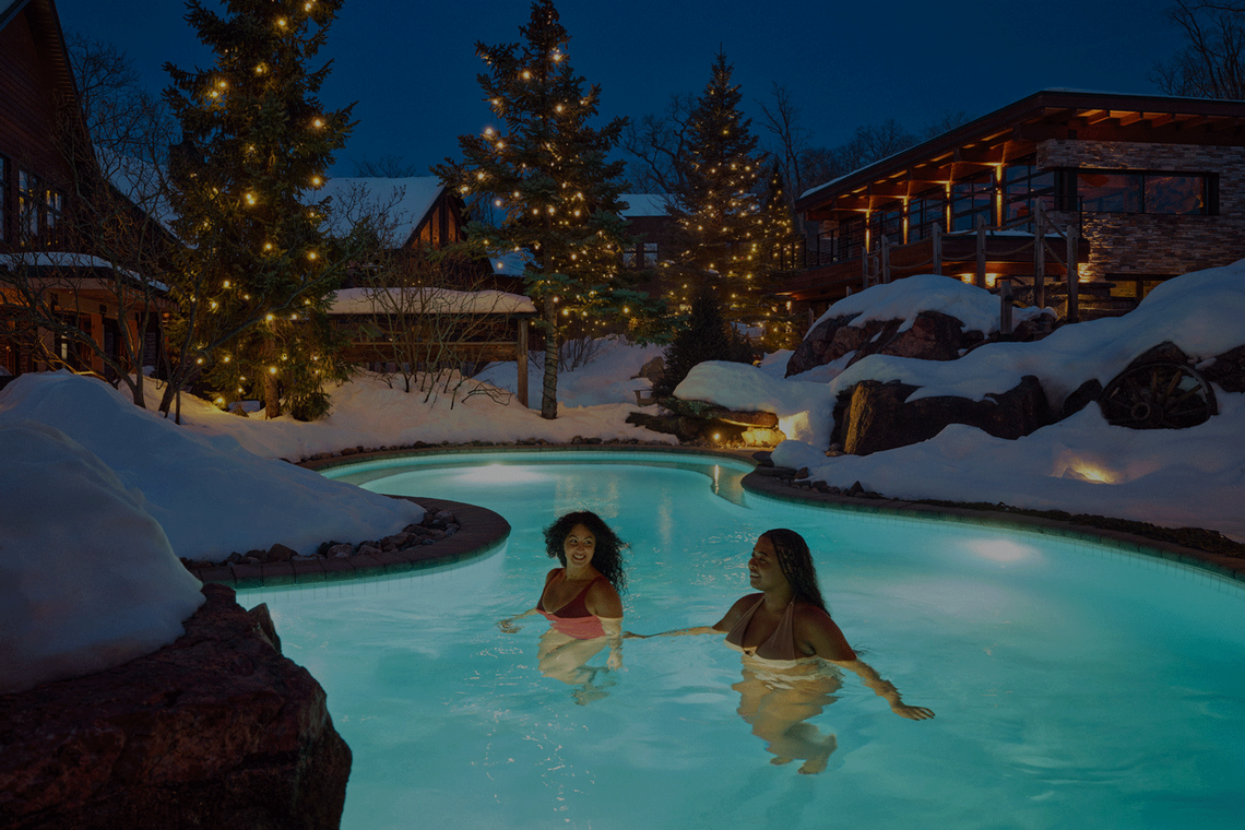 guests in a tempered bath during winter