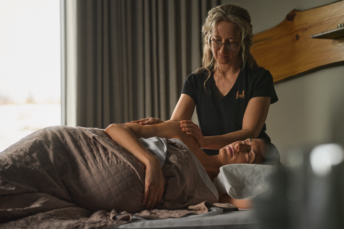 woman enjoying a mom-to-be massage