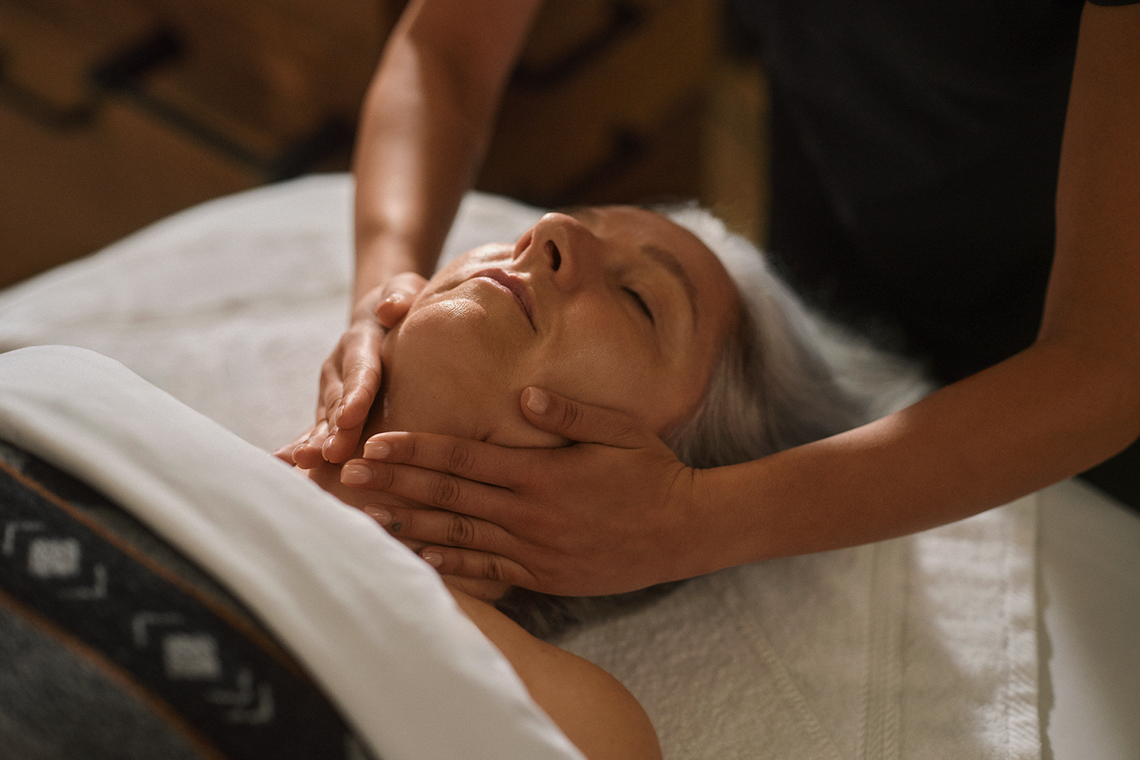 woman enjoying a face care treatment