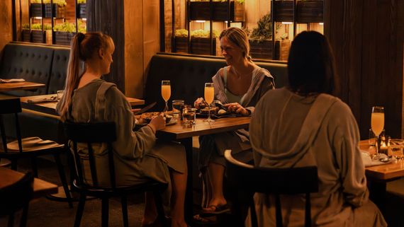 guests having a dinner at the restaurant