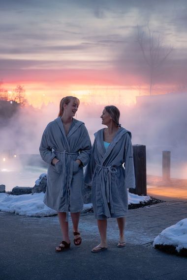 women wandering in the Spa Village