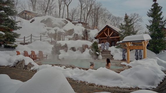 wintry view of the Spa Village