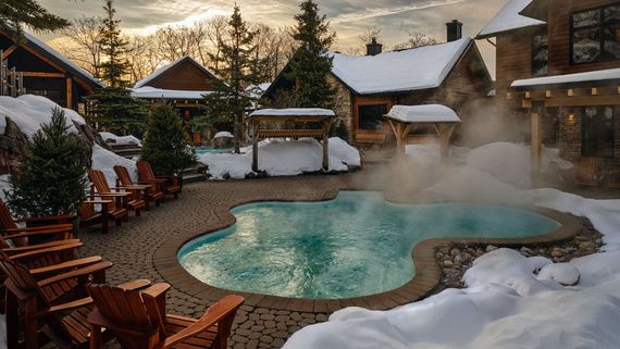 wintry view of the Spa Village