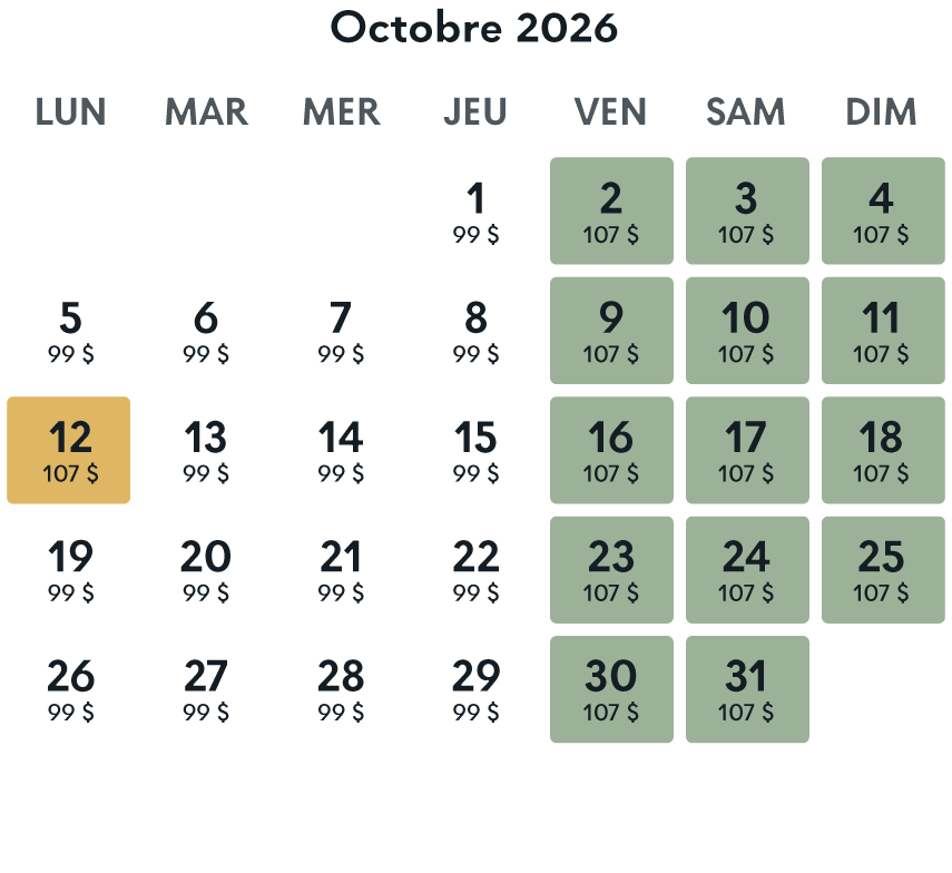 calendrier de prix octobre