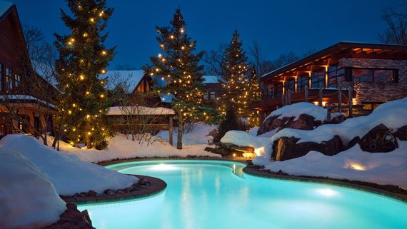 wintry view of the Spa Village