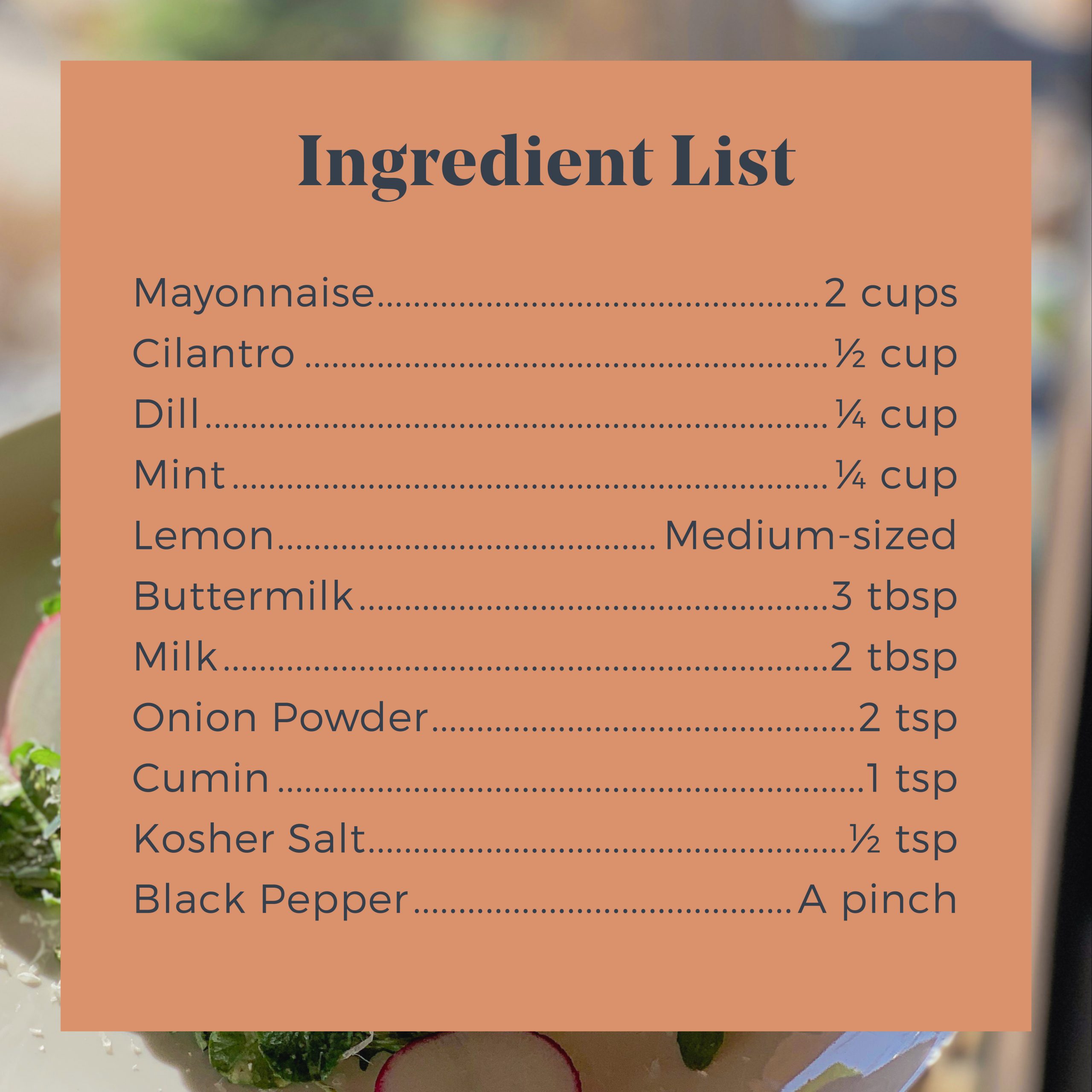 green goddess ingredient list
