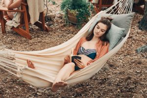 woman resting in a hammock