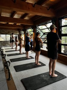 guests doing yoga at the spa