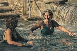 women in a cold plunge