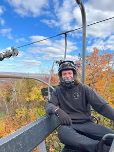 man on a mechanical lift