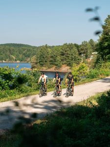 cyclists on a trail