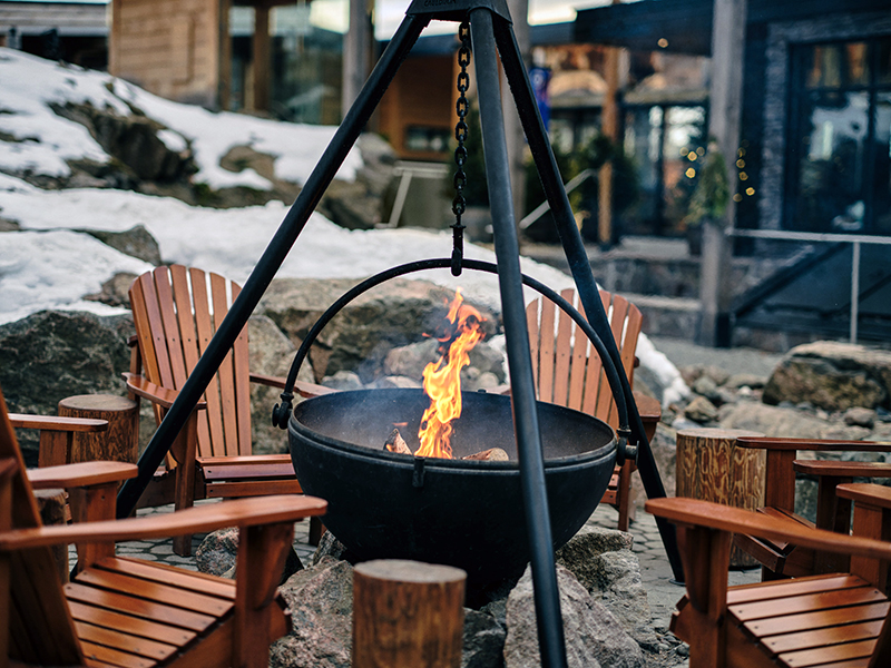 outdoor firepit at the spa