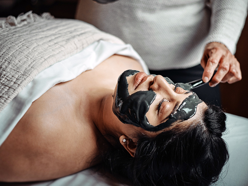 woman enjoying a face care treatment